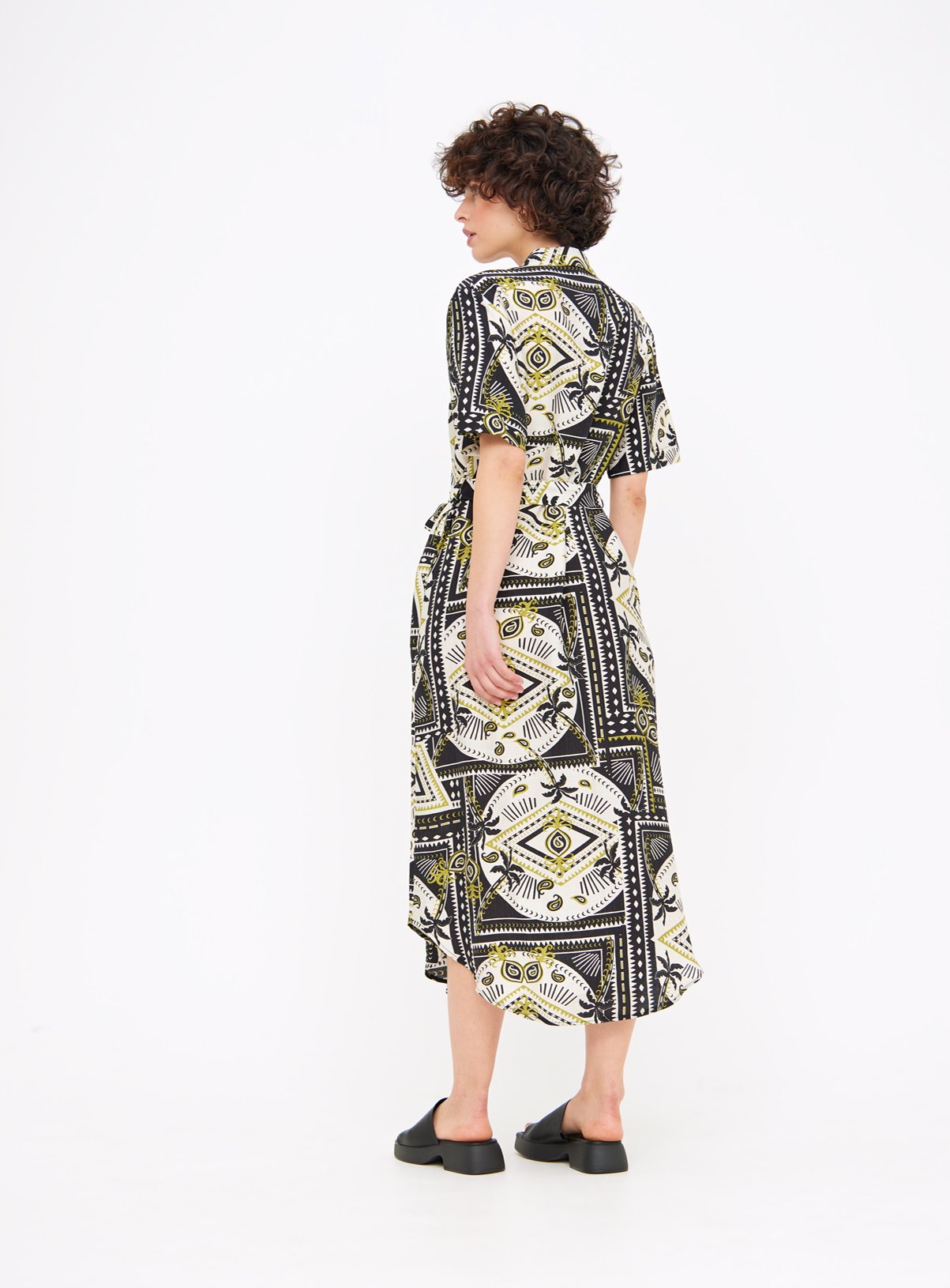 Resort Palm Print Midaxi Shirt Dress 16L - Image 4 thumbnail